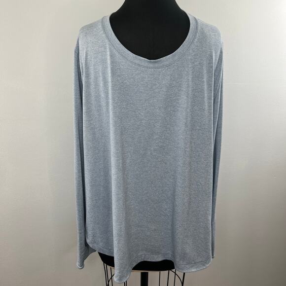 ATHLETA Blue Gray Star Crewneck Long Sleeve Thumb Hole Utempo Pullover Top 2X - Picture 1 of 6